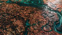 Abstract 3D river landscape created in Blender